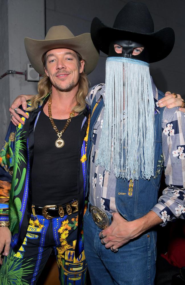 Diplo also changed into a few outfit as he partied with Orville Peck at the Sony Music Entertainment 2020 Post-Grammy Reception at NeueHouse Hollywood. Picture: Getty Images