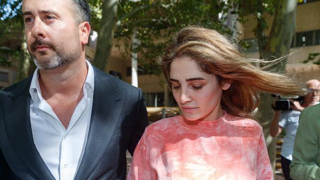 Ashlyn Nassif leaves Sydney Police Centre with her lawyer after she was granted bail in March 2023. Picture: David Swift