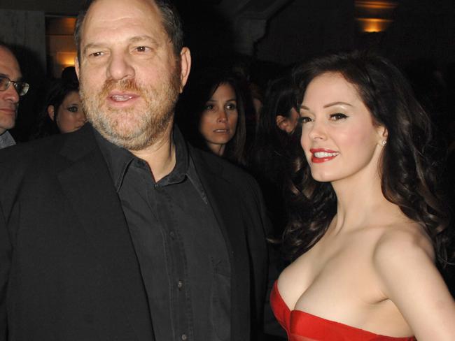 Harvey Weinstein and Rose McGowan. Picture: Jeff Kravitz/FilmMagic for Variety Magazine