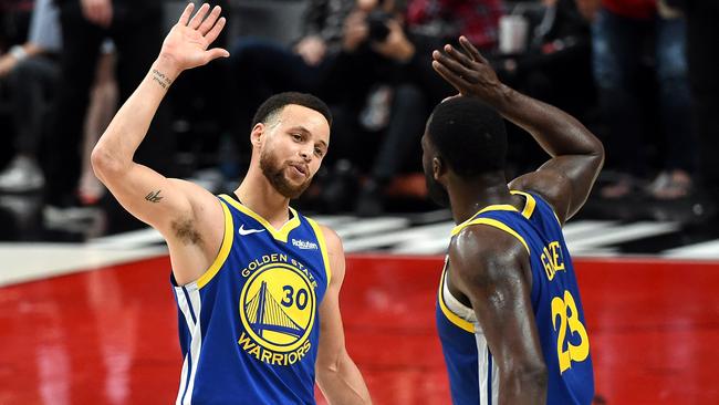 Warriors stars Stephen Curry and Draymond Green made history in Portland. Picture: Getty Images/AFP