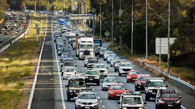 Peak hour traffic build up on the Bruce Highway at Griffin. Photo: Lachie Millard