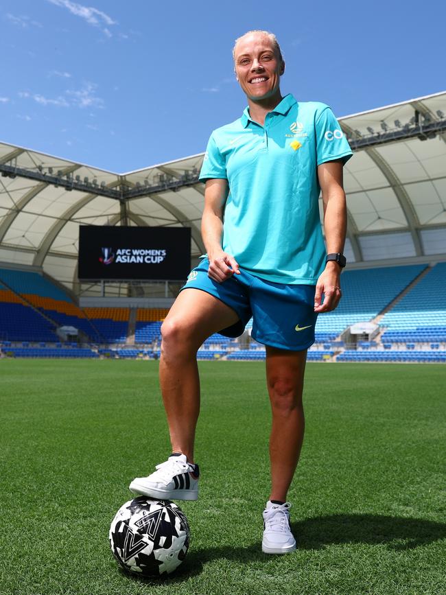 Tameka Yallop of the Matildas poses during an AFC Women's Asian Cup 2026 announcement at Cbus Super Stadium. Picture: Chris Hyde/Getty Images.