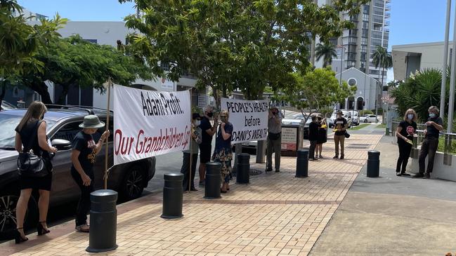 The group of protesters in Southport. Picture: Lea Emery