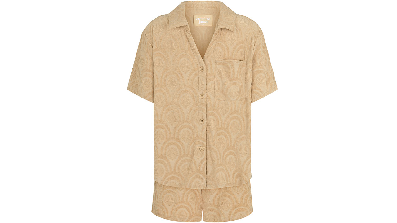 <h2>Araminta James Marrakesh Tile Terry Shirt Set, $199</h2><p>Matching sets are so on trend right now and this <a href="https://aramintajames.com.au/products/sunseeker-terry-shirt-set-chocolate?_pos=10&amp;_sid=da81a691f&amp;_ss=r" target="_blank" rel="noopener">terry shirt set</a>&rsquo;s macadamia shade brings a sense of elegance. The motif nods to Indian architecture and the silhouette is ideal for warmer temps.&nbsp;</p>