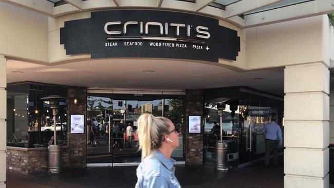 Criniti's restaurant at Manly in November 2019 when it went into liquidation. Picture: Jim O'Rourke