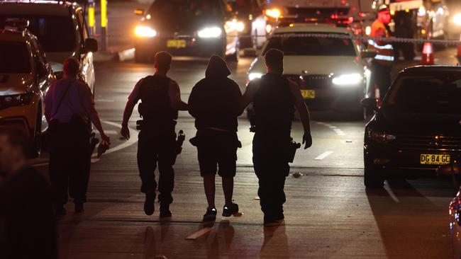 Crime scene of a shooting at Church St, Granville on Sunday. Picture: Rohan Kelly