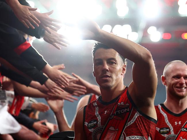 Where does Dylan Shiel fit in Brad Scott’s plan for 2024 and beyond? Picture: Quinn Rooney/Getty Images.