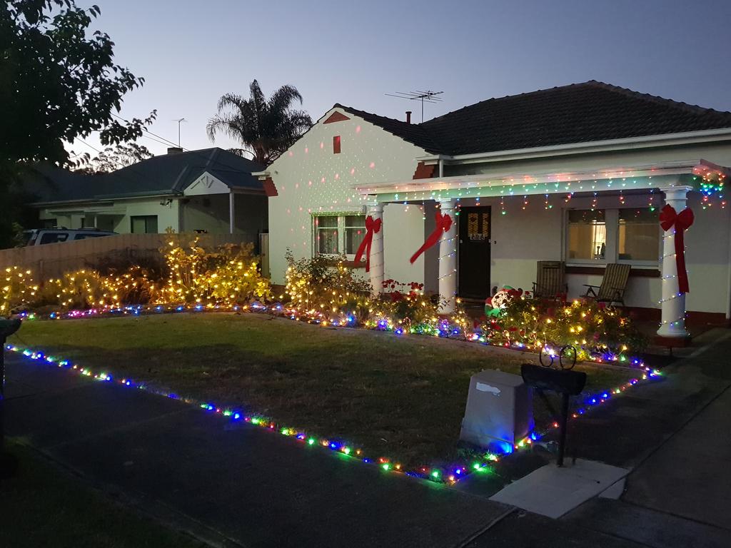 Christmas lights first-timer Luke Stephens’ display at 60 Dingera Ave, North Plympton. Picture: Luke Stephens