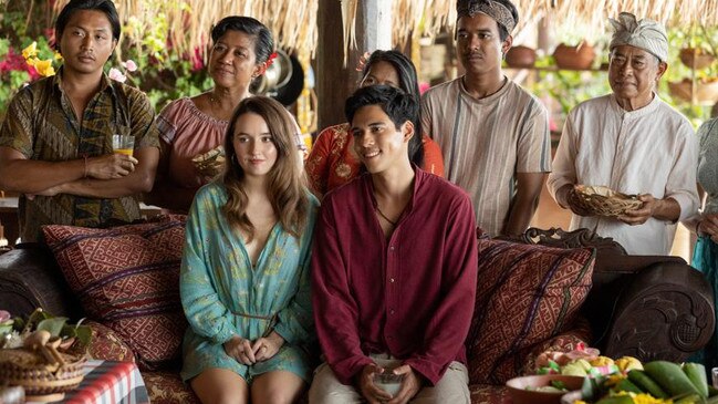 A scene from Ticket to Paradise filmed at Palm Bay Resort in the arrival pavilion at the front of the resort.