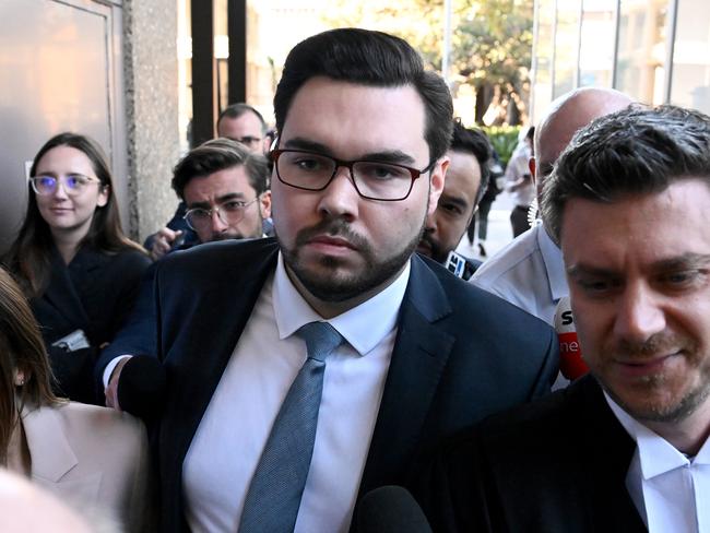 Bruce Lehrmann departs the Federal Court of Australia in Sydney after Justice Lee found he ‘raped’ Ms Higgins in Parliament House in 2019. Picture: Bianca De Marchi/AAP