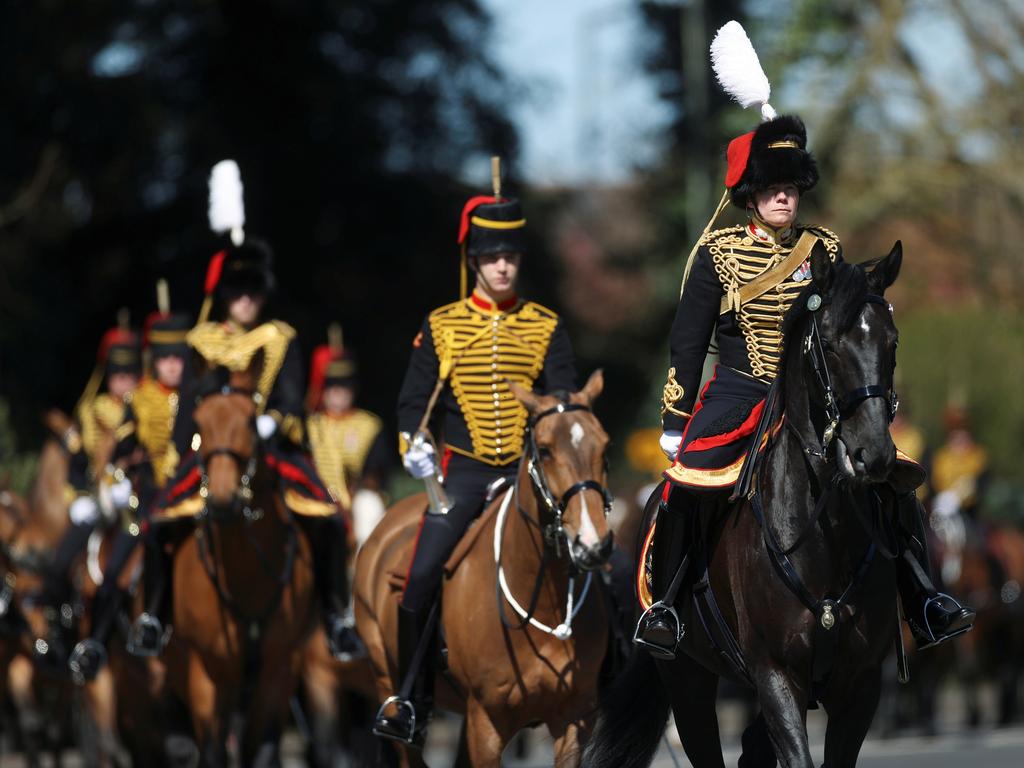 Members of The Kings Troop Royal Horse Artillery are pictured on the day of the funeral. Picture: Reuters