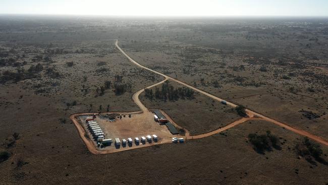 Caravan campsite for crews working on the Cobb Hwy, three hours south of Broken Hill, northwest NSW. Picture: Supplied