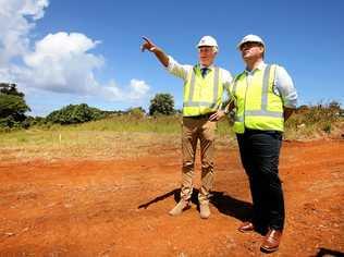 Tweed MP Geoff Provest and NSW Deputy Premier John Barilaro and Member for inspect the new Tweed Valley Hospital site at Cudgen. Picture: Scott Powick Daily News