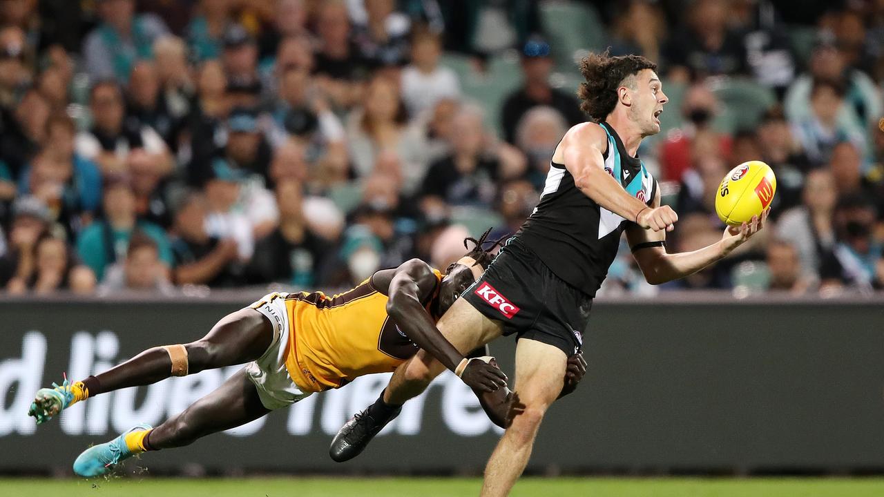 Darcy Byrne-Jones didn’t expect such a poor Port Adelaide performance. Picture: Getty Images