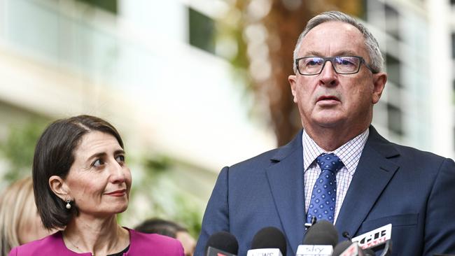 Gladys Berejiklian Campaign bus trip in Western Sydney. Press Conference. Brad Hazzard. Picture's Darren Leigh Roberts