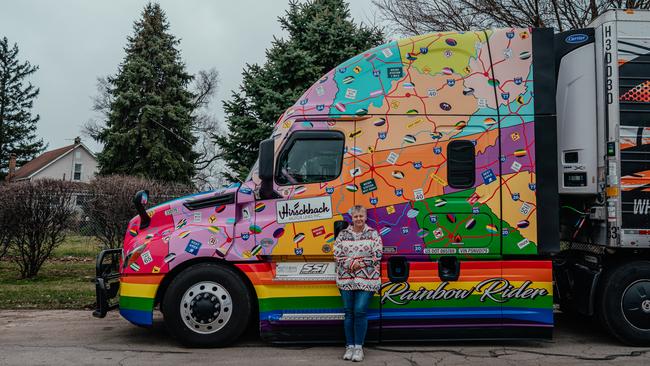 Shelle Lichti stands outside her truck, The Rainbow Rider, in Joliet, Illinois. Picture: Jamie Kelter Davis