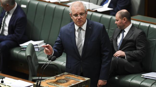 Scott Morrison told parliament it was in the interest of Virgin airline employees and the economy to ‘get planes flying around Australia’. Picture: AAP