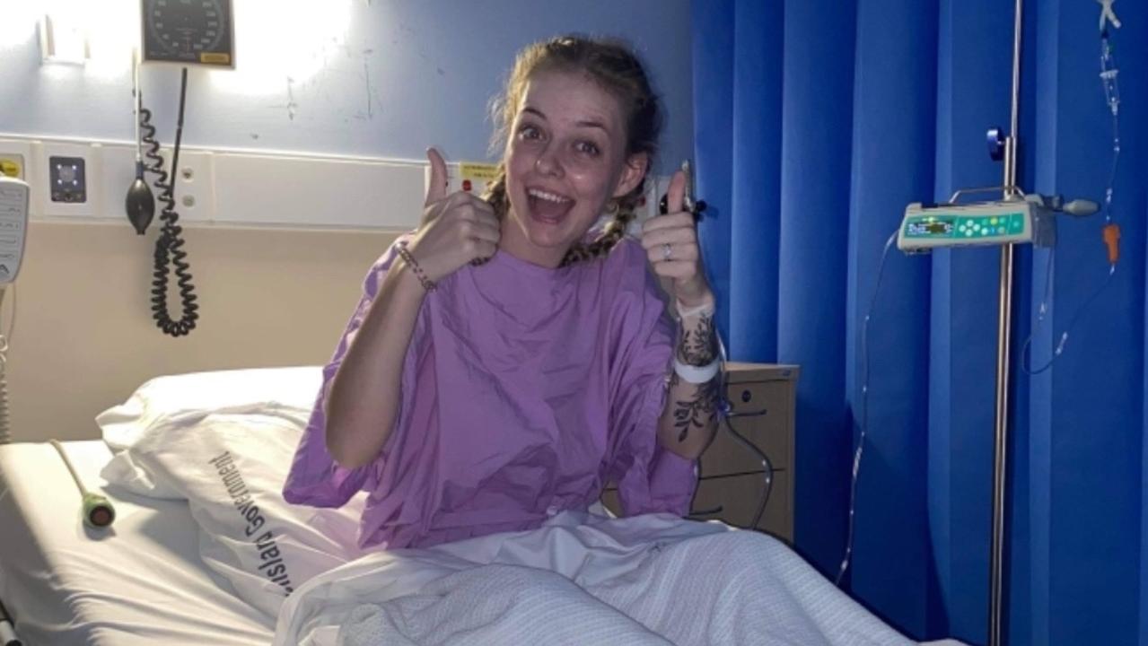 Brooke Balgowan in hospital for more surgery in 2021.