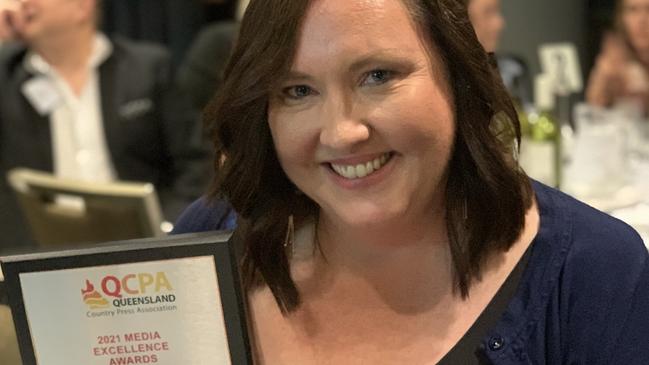 Mackay's Daily Mercury was well represented at the Queensland Country Press Association awards. Editor Rae Wilson is pictured with the award for the publication's My Town series which won the Best Promotion category. Picture: Tara Miko