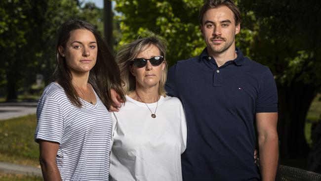 MELBOURNE, AUSTRALIA - NCA NewsWire Photos November 25, 2020:  The family of Jordan Purcell; Ebony, Sue and Lyndon, pose for a photograph near the site of the hit and run which took Jordan's live in 2019, ahead of a press conference in Alexandra, Victoria. Picture: NCA NewsWire / Daniel Pockett