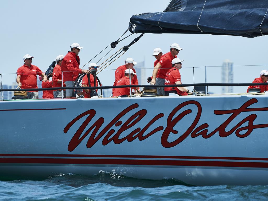 The Crew of Wild Oats XI is pictured in Sydney Harbour during the 2019 Sydney to Hobart on December 26, 2019 in Sydney, Australia. (Photo by Brett Hemmings/Getty Images)