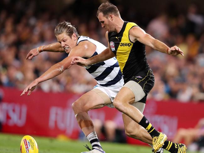 Rhys Stanley’s form this year has been a rollercoaster for the Cats. Picture: Sarah Reed