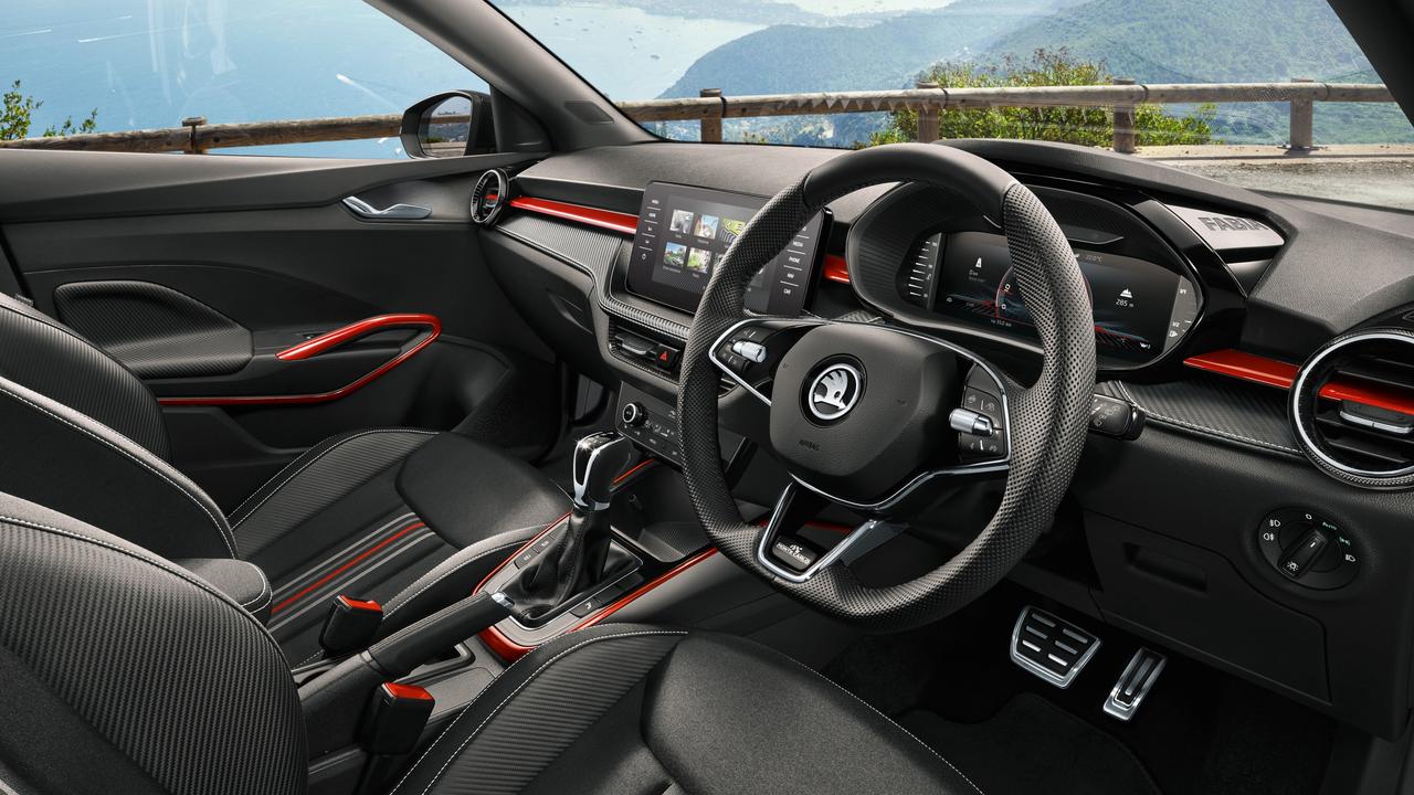 Inside the 2022 Skoda Fabia Monte Carlo.