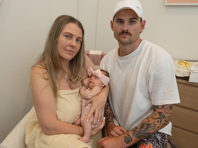 Hannah Hogarth, 30, and Daniel Willis, 35, with baby Clementine, 7 weeks. Picture: Tony Gough