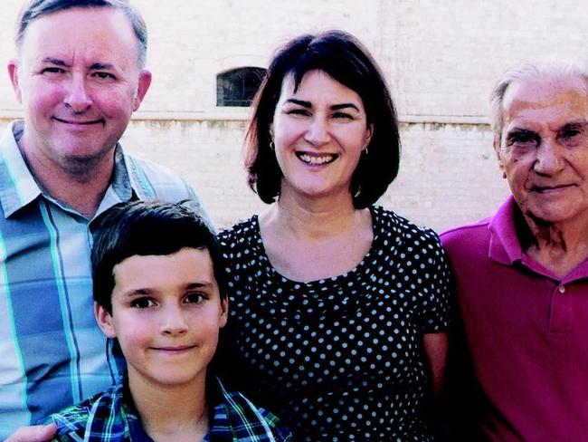 Mr Albanese (left) with his former wife Carmel Tebbutt, father Carlo and son Nathan in Italy in 2011.