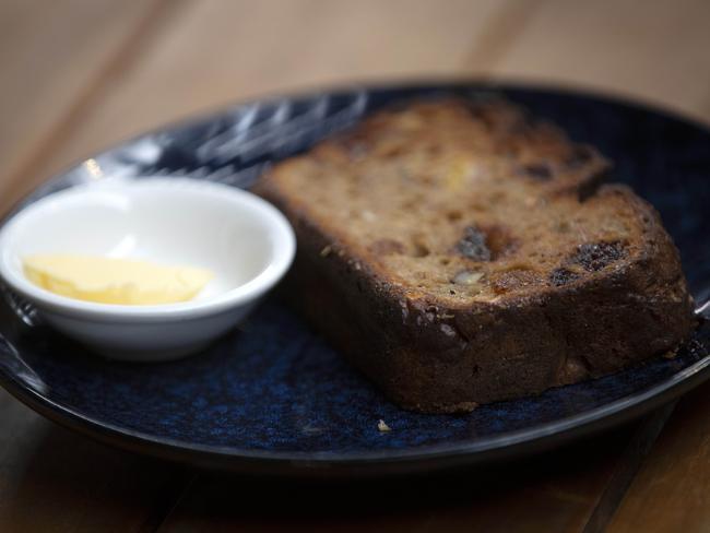 Giddy Up’s freshly toasted thick slices of Banana Bread are packed with fruit. Picture: Chris Kidd