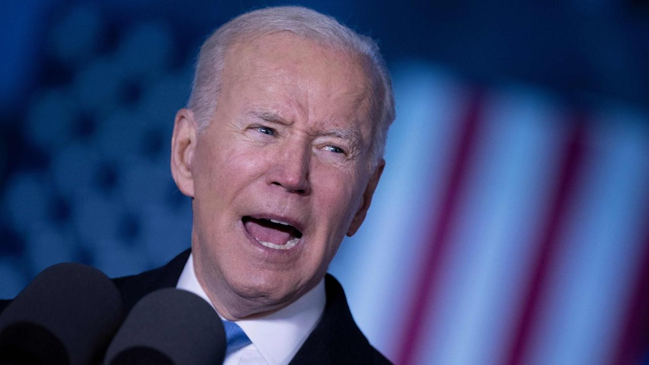 US President Joe Biden delivers a speech about the Russian war in Ukraine at the Royal Castle in Warsaw. Picture: Brendan Smialowski/AFP