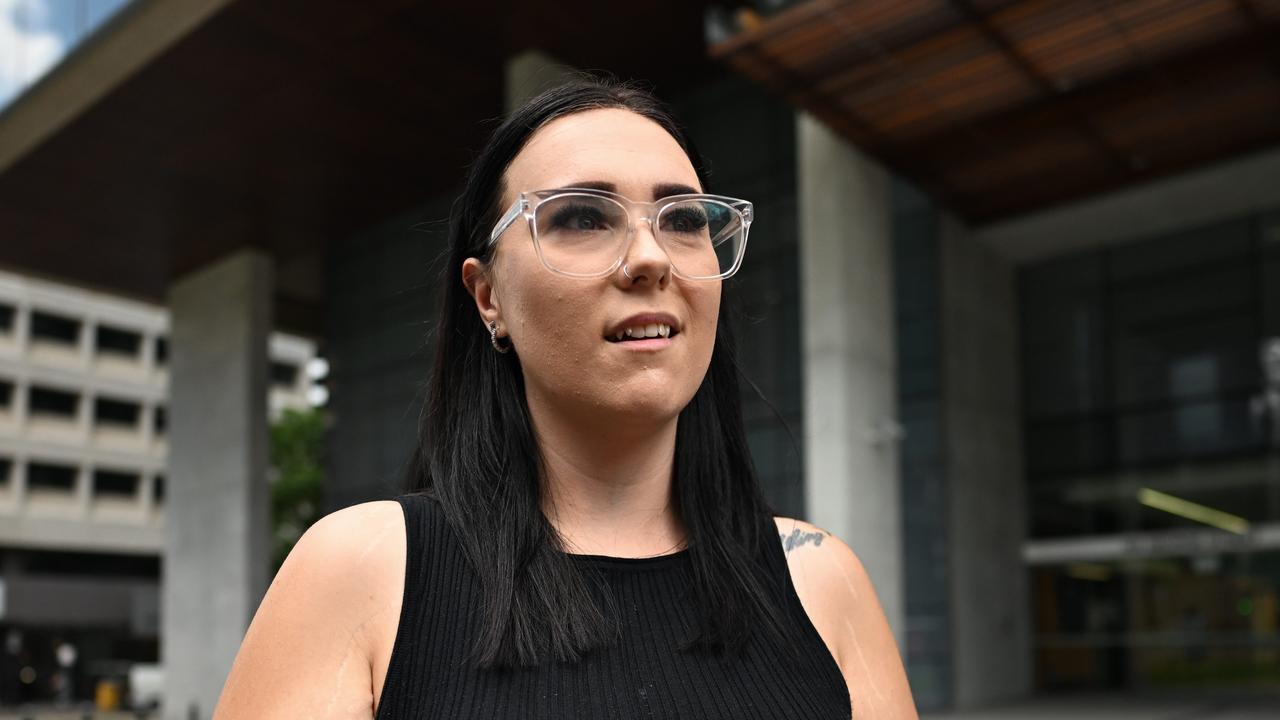 Vanessa and Jeffrey’s daughter Olivia speaks to the media outside the Supreme Court in Brisbane. Picture: NewsWire