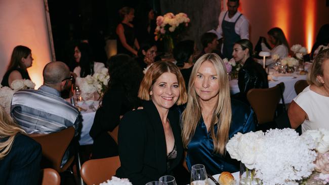 Australian Fashion Week CEO Kellie Hush and Collette Dinnigan attend the celebration hosted by Vogue Australia and Soho House. Picture: Liz Sunshine