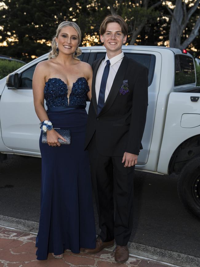 Serena Cooper and Rocco Wighton at Centenary Heights State High School formal at Picnic Point, Friday, November 20, 2020. Picture: Kevin Farmer