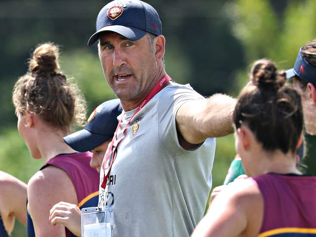 Lions AFLW training ,coach Craig Starcevich at Brendale . Pic Annette Dew