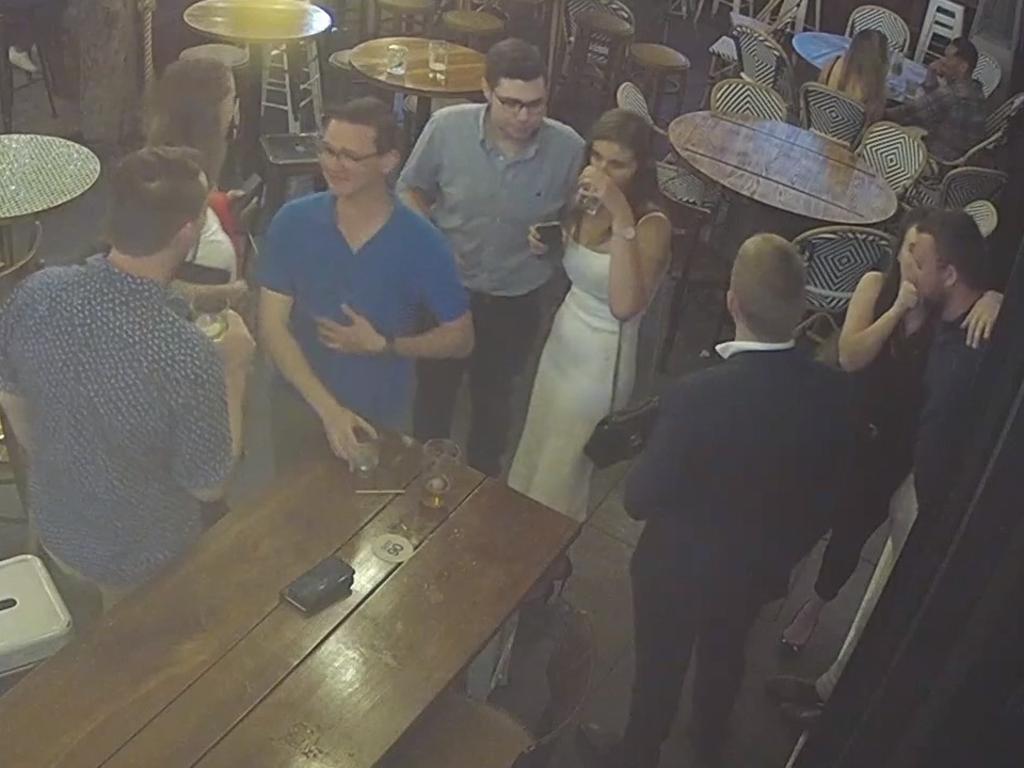 CCTV of Brittany Higgins and Bruce Lehrmann drinking at The Dock on the night she was raped. Picture: Supplied.