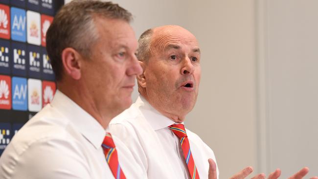 Suns Chairman Tony Cochrane (right) and chief executive Mark Evans have the job ahead. Picture: AAP
