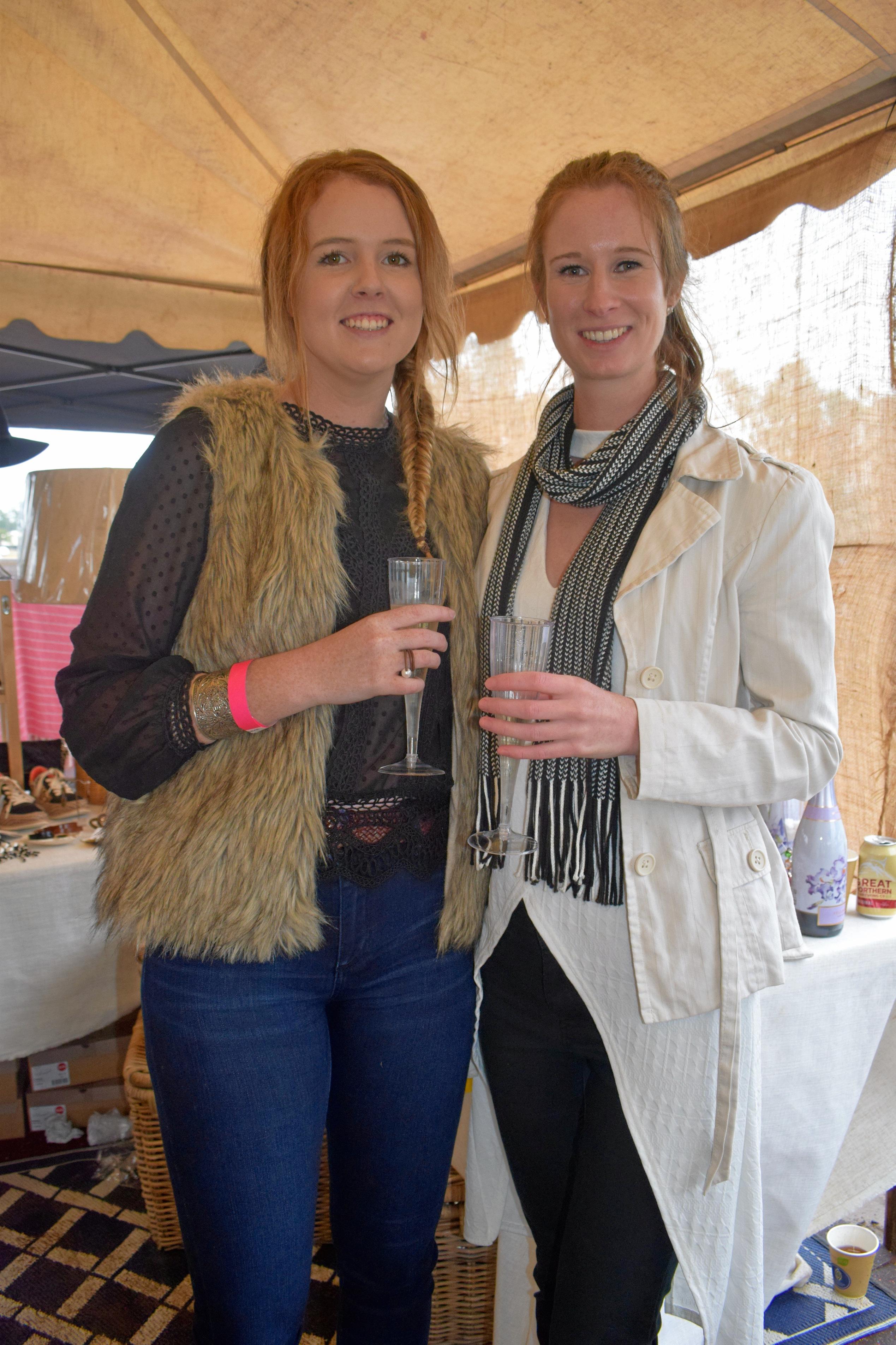 Eloise Cosgrove and Taleha Bartkowski at the Condamine Cods Annual Ladies Day, June 8. Picture: Brooke Duncan