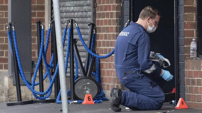 Victoria Police at the scene outside Love Machine nightclub in Prahran. Picture: AAP