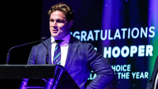 Wallabies captain Michael Hooper at the 2019 Rugby Australia Awards in Sydney on Thursday. Picture: Getty Images