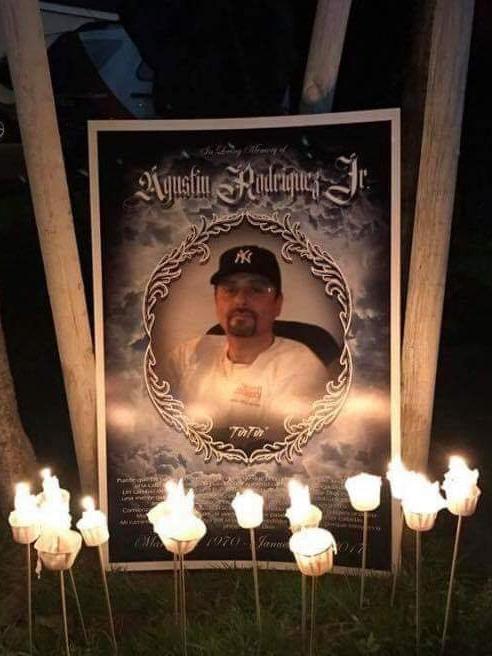 A vigil for Agustin Rodriguez Jr who died in January 2017 after being hit by a car, allegedly driven by Chan Reyes. Picture supplied by family.