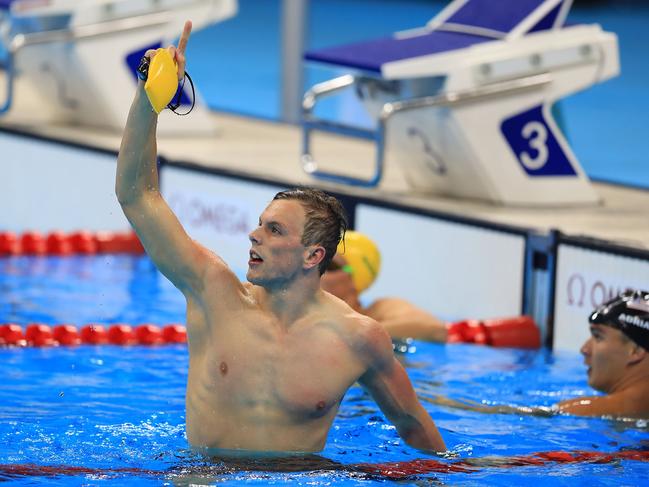 Rio Olympics 2016. The Finals and Semifinals of the swimming on day 05, at the Olympic Aquatic Centre in Rio de Janeiro, Brazil. Kyle Chalmers wins the Men's 100m Freestyle Final. Picture: Alex Coppel.
