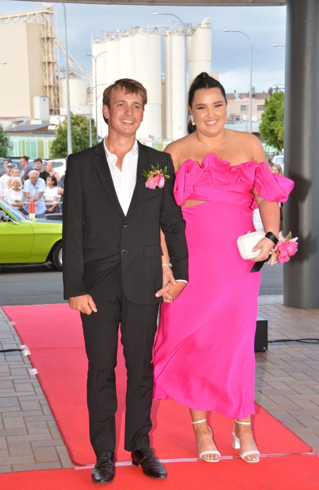 Toowoomba school formals. At the 2023 St Ursula's College formal is graduate Amelia Land with her partner Jake Collins. Picture: Rhylea Millar