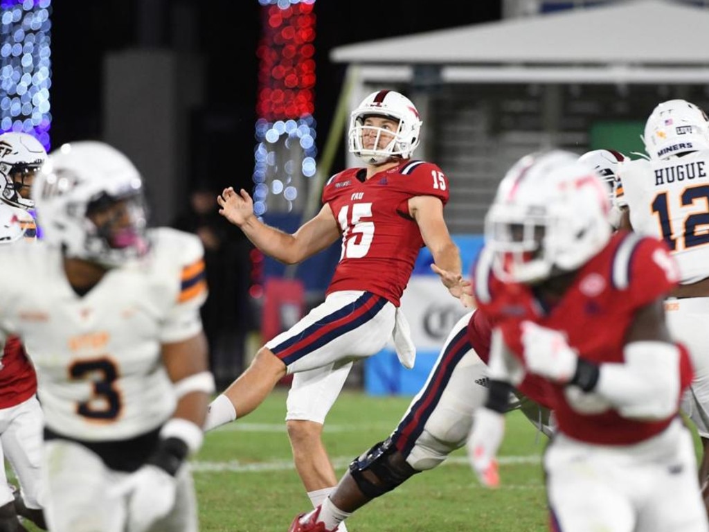 Matthew Hayball takes a kick for Florida Atlantic.