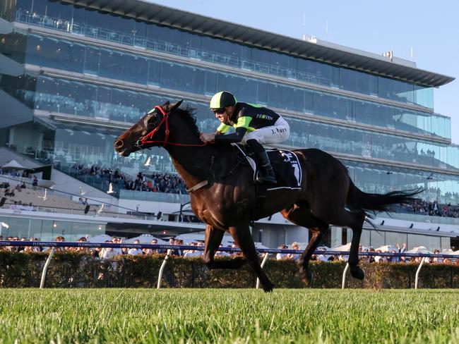 Private Eye ridden by Joshua Parr wins the Gilgai Stakes at Flemington Racecourse on October 01, 2022 in Flemington, Australia. (Photo by George Sal/Racing Photos via Getty Images)