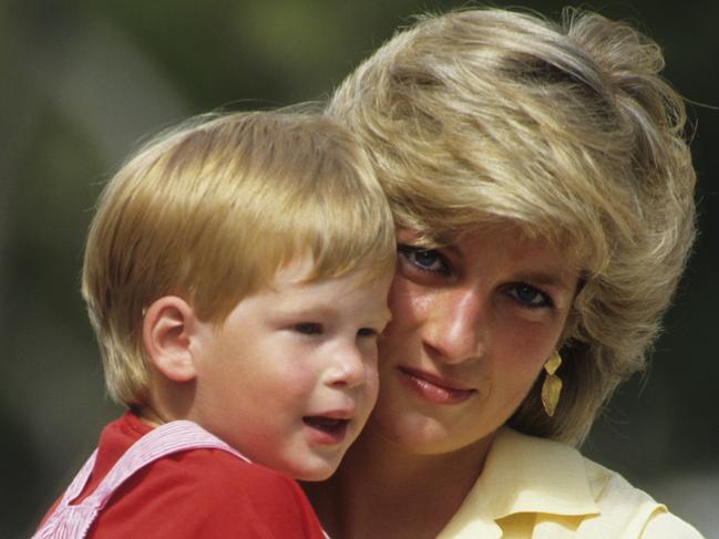 MAJORCA, SPAIN - AUGUST 10:  Diana, Princess of Wales with Prince Harry on holiday in Majorca, Spain on August 10, 1987.  (Photo by Georges De Keerle/Getty Images)