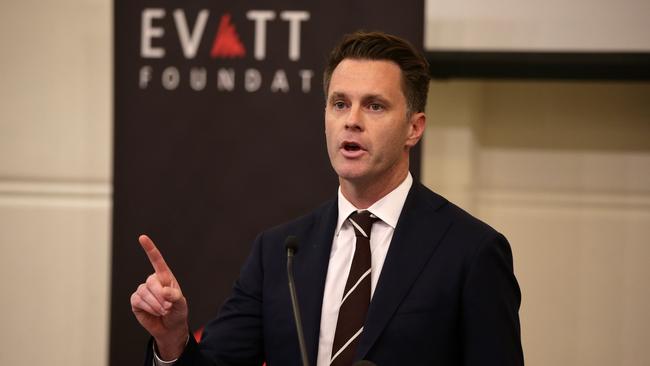 Chris Minns speaking at the first candidatesâ€™ debate against Jodi McKay ahead of the upcoming NSW Labor Leader ballot. Held at the Trades Hall Auditorium in Sydney. Picture: Jonathan Ng