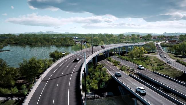 Renders of the proposed first stages of the Mooloolah River Interchange.