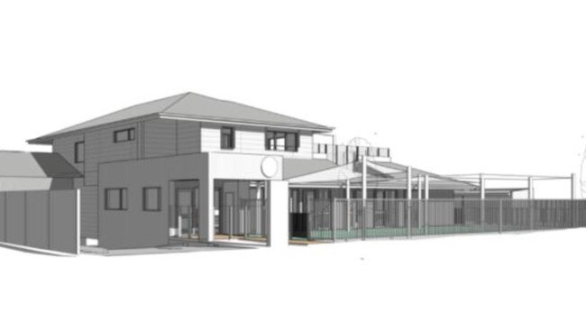 An artist visualisation of the proposed two-storey Shepherdson Road childcare centre. Picture: Supplied/Hewlett Property Group