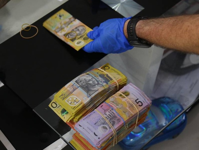 Cash seized during the wide-sweeping raids on December 20, 2018. Picture: NSW Police